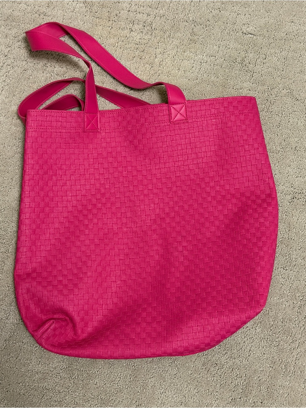 Bright Pink Woven Tote Bag